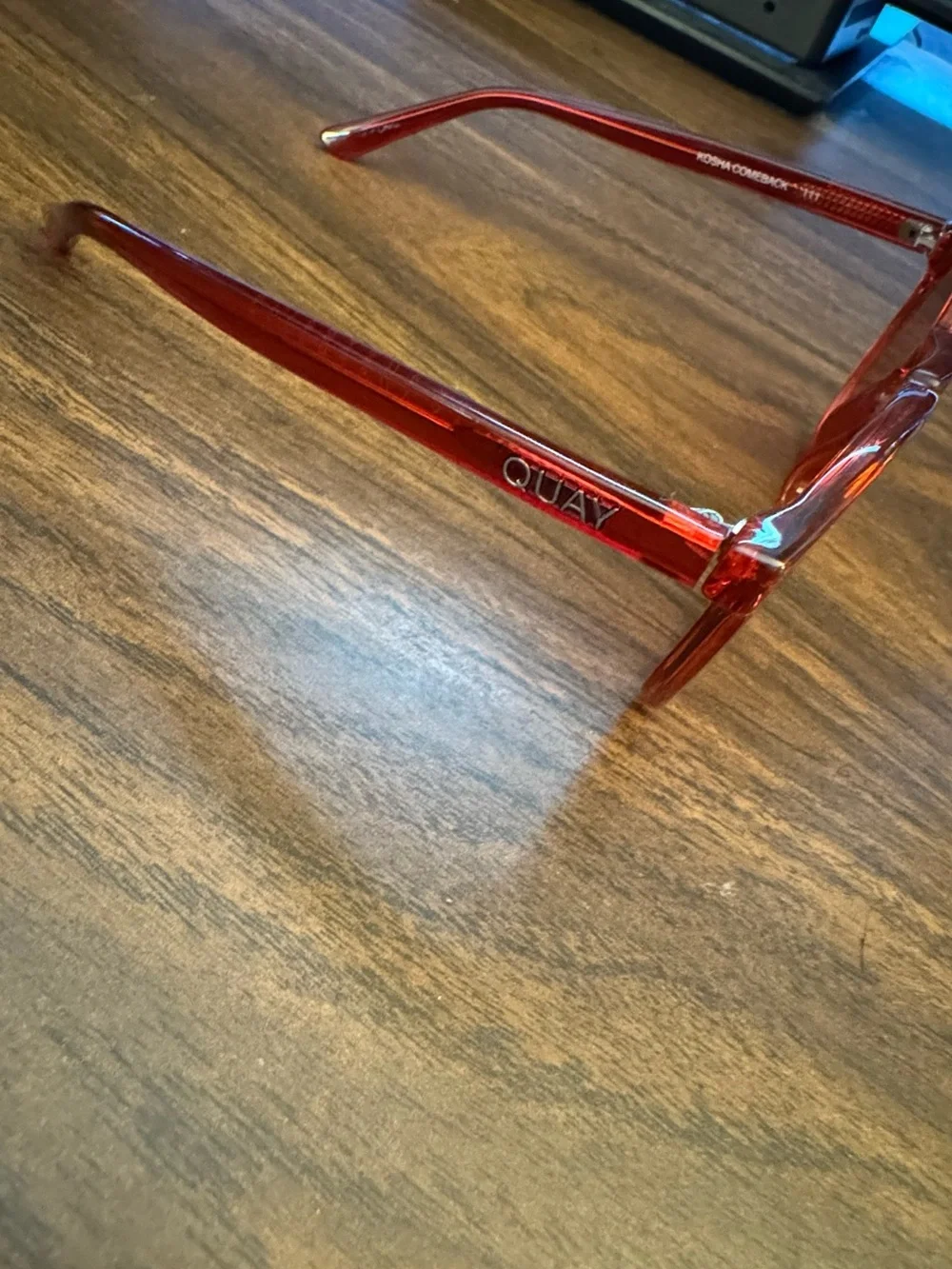 Quay Australia Transparent Red Round Sunglasses